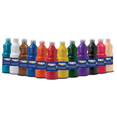 Prang Tempera Paint Set, Assorted Colors, 16 oz Bottles, Set of 12 21696